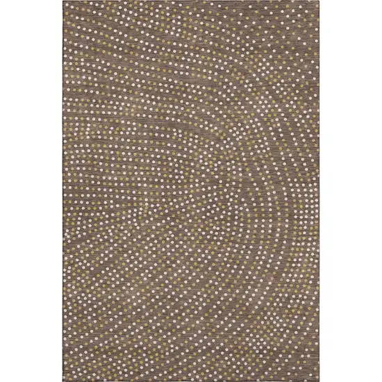 Brown Copper And Ivory Polka Dot Washable Area Rug With UV Protection Photo 1