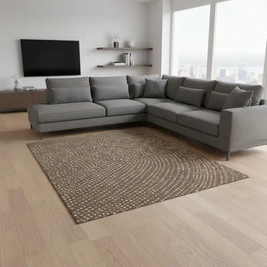 Brown Copper And Ivory Polka Dot Washable Area Rug With UV Protection Photo 2