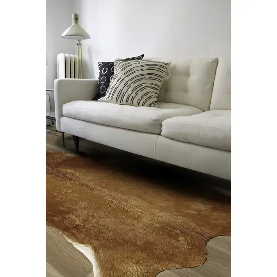 Brown Cowhide Animal Print Power Loom Area Rug Photo 6