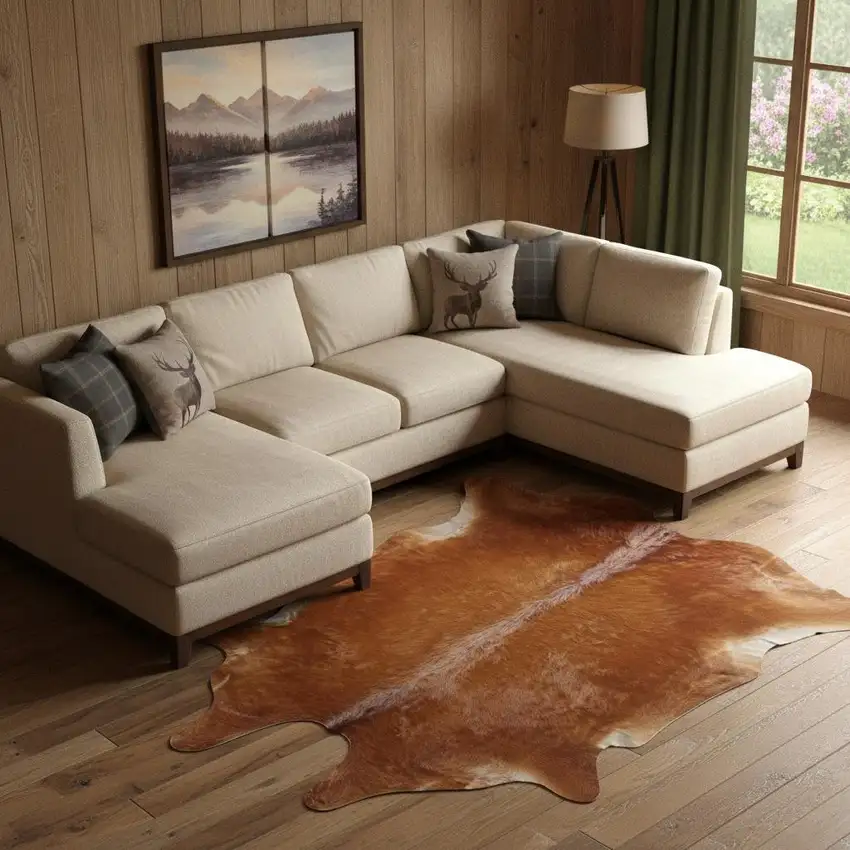 Brown Cowhide Animal Print Power Loom Area Rug Photo 1