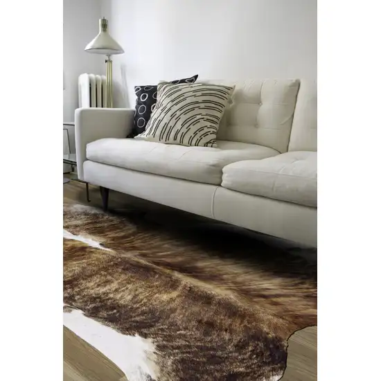 Brown Cowhide Animal Print Power Loom Area Rug Photo 5