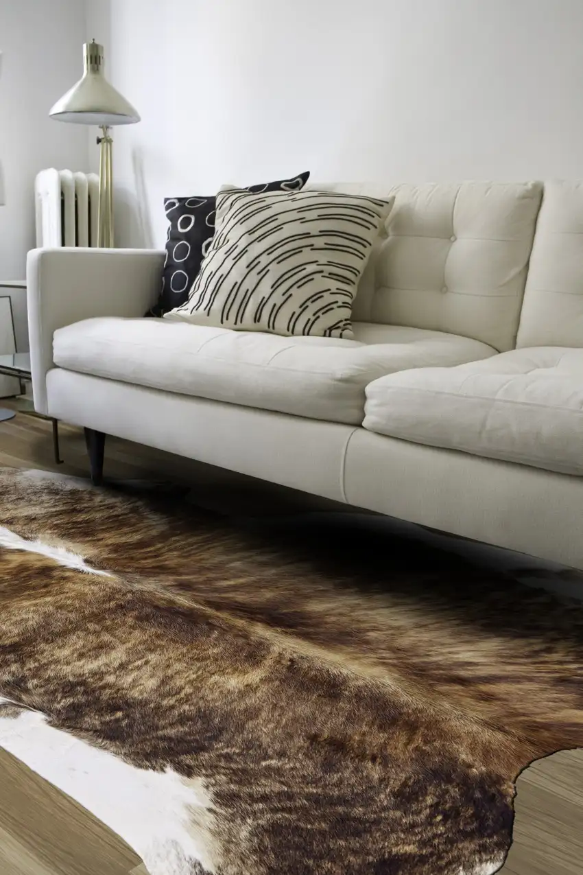 Brown Cowhide Animal Print Power Loom Area Rug Photo 5