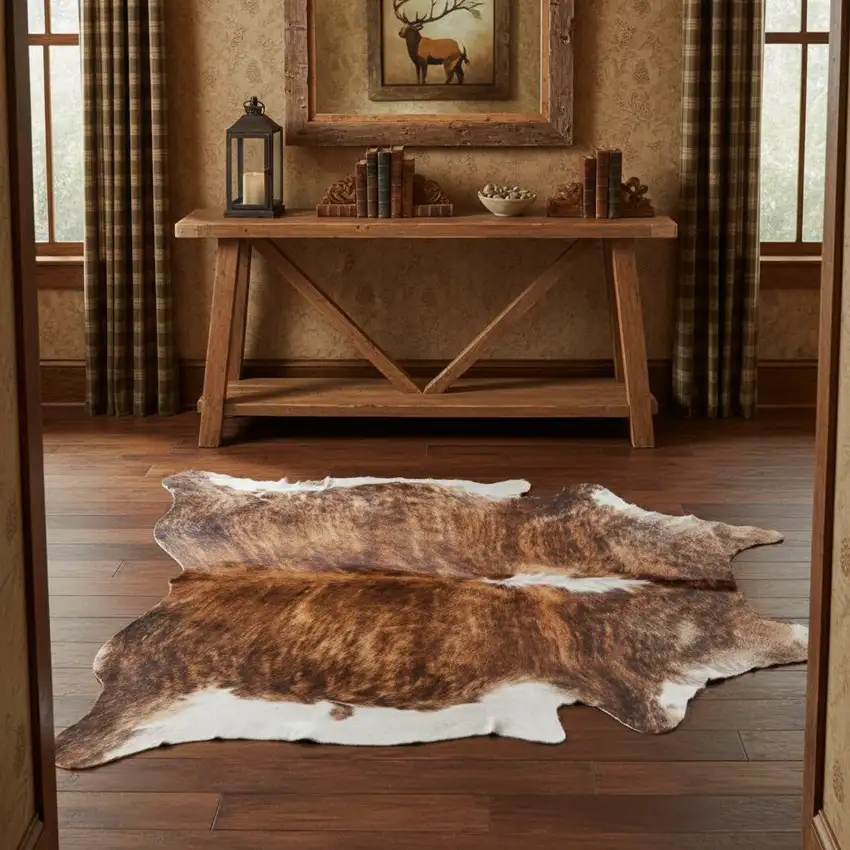 Brown Cowhide Animal Print Power Loom Area Rug Photo 1