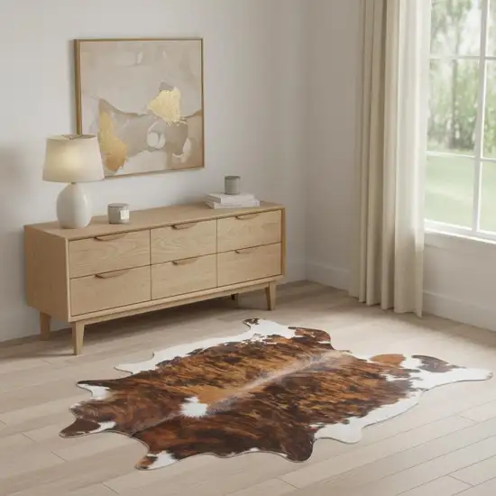 Brown Cowhide Animal Print Power Loom Area Rug Photo 1