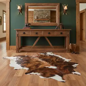 Photo of Brown Cowhide Animal Print Power Loom Area Rug
