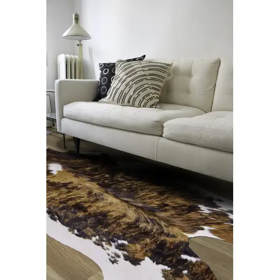 Brown Cowhide Animal Print Power Loom Area Rug Photo 6