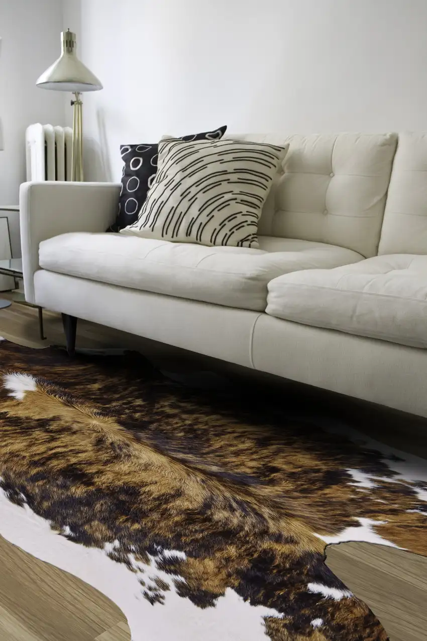 Brown Cowhide Animal Print Power Loom Area Rug Photo 6