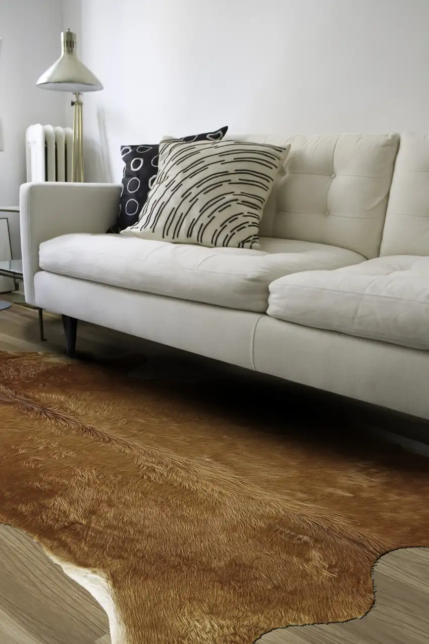 Brown Cowhide Animal Print Power Loom Area Rug Photo 6