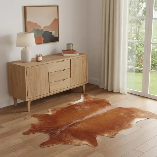 Brown Cowhide Animal Print Power Loom Area Rug Photo 1