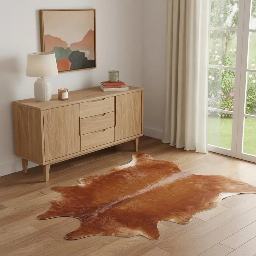 Brown Cowhide Animal Print Power Loom Area Rug Photo 1