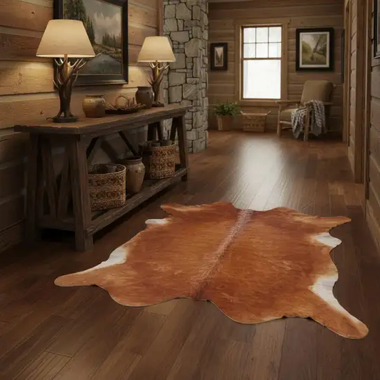 Brown Cowhide Animal Print Power Loom Area Rug Photo 1