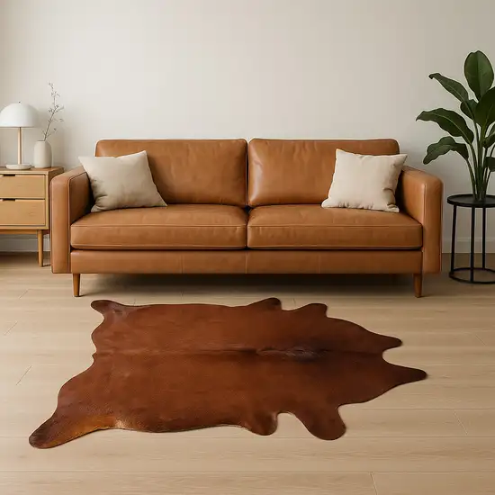 Brown Cowhide Cowhide Print Area Rug Photo 1