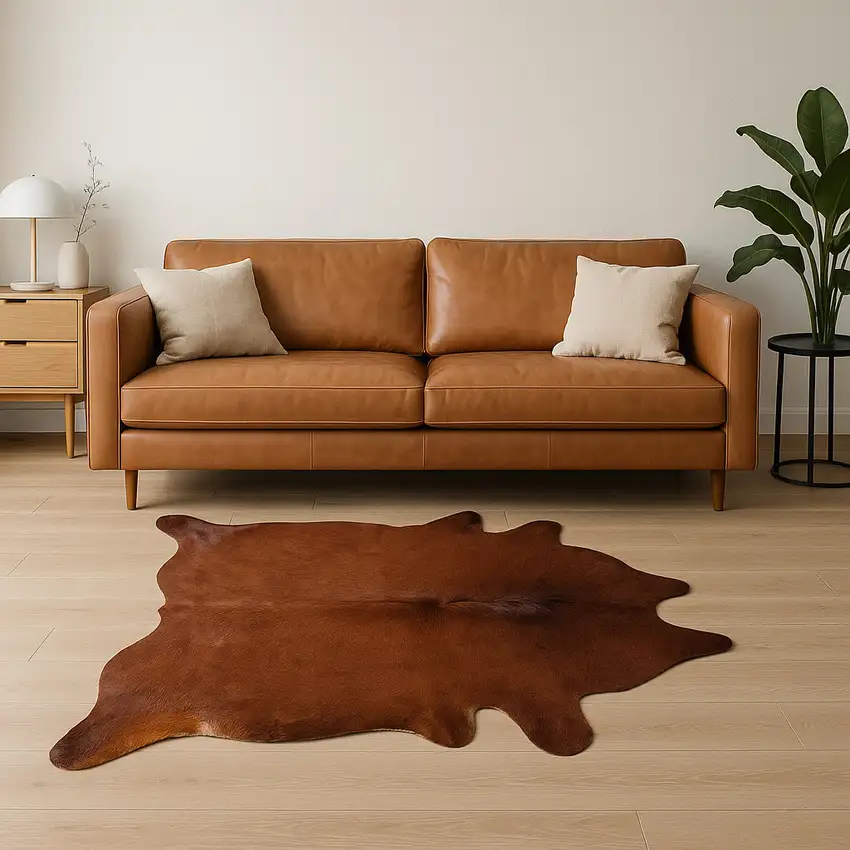Brown Cowhide Cowhide Print Area Rug Photo 1