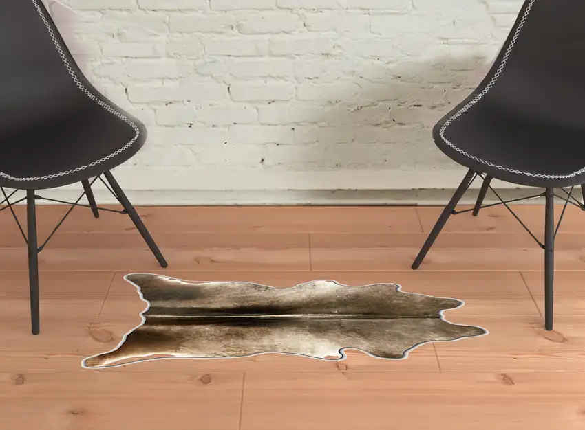 Brown Cowhide Hand Knotted Area Rug Photo 2