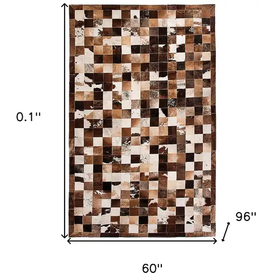 Brown Cowhide Patchwork Area Rug Photo 5