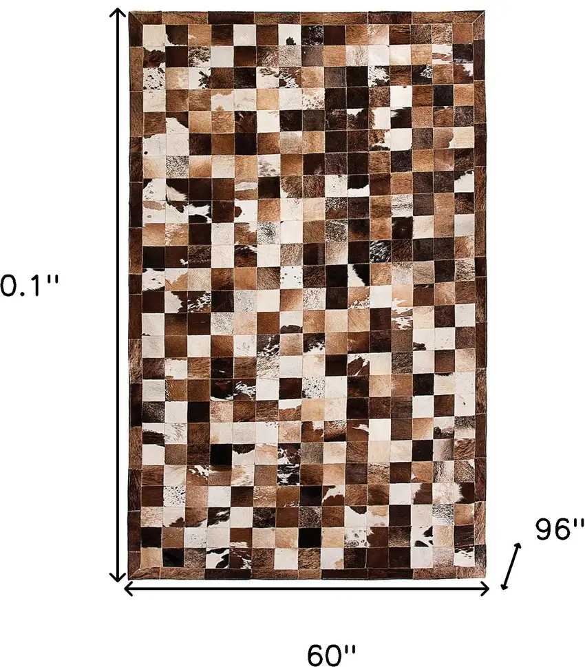 Brown Cowhide Patchwork Area Rug Photo 5
