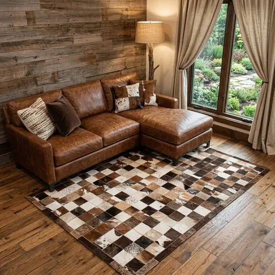 Brown Cowhide Patchwork Area Rug Photo 1