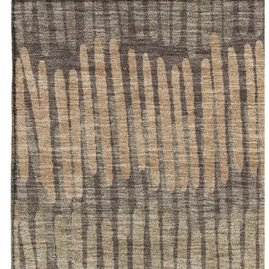 Brown Cream And Ivory Striped Washable Area Rug With UV Protection Photo 5
