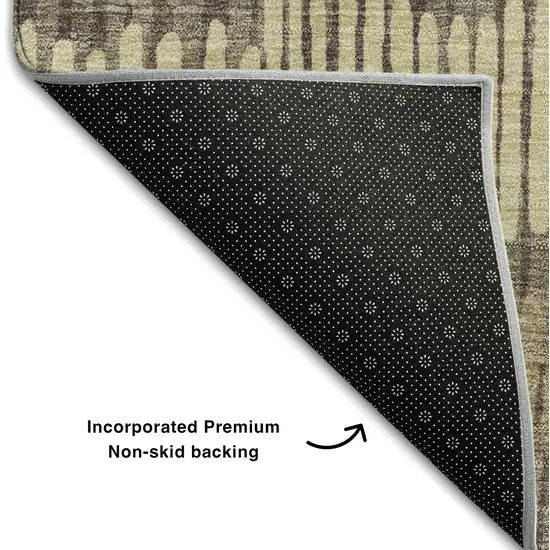 Brown Cream And Ivory Striped Washable Area Rug With UV Protection Photo 6