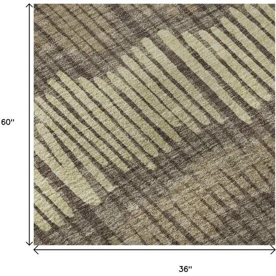 Brown Cream And Ivory Striped Washable Area Rug With UV Protection Photo 9