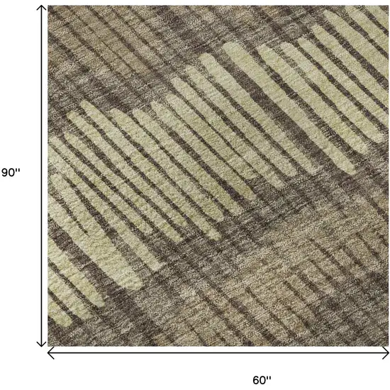 Brown Cream And Ivory Striped Washable Area Rug With UV Protection Photo 9