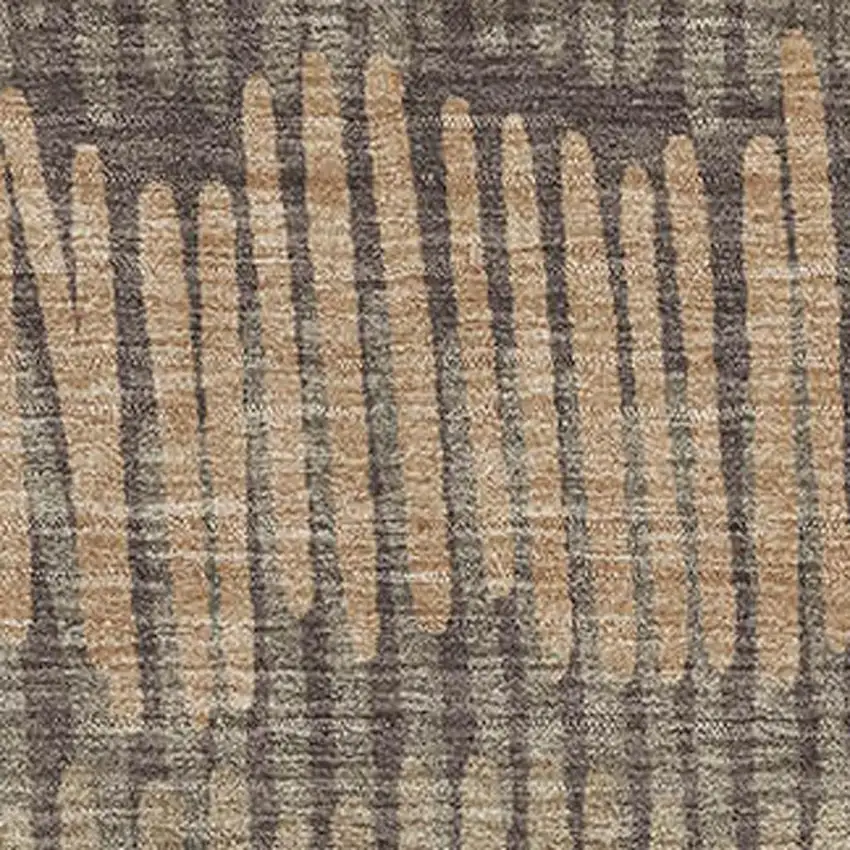 Brown Cream And Ivory Striped Washable Area Rug With UV Protection Photo 4