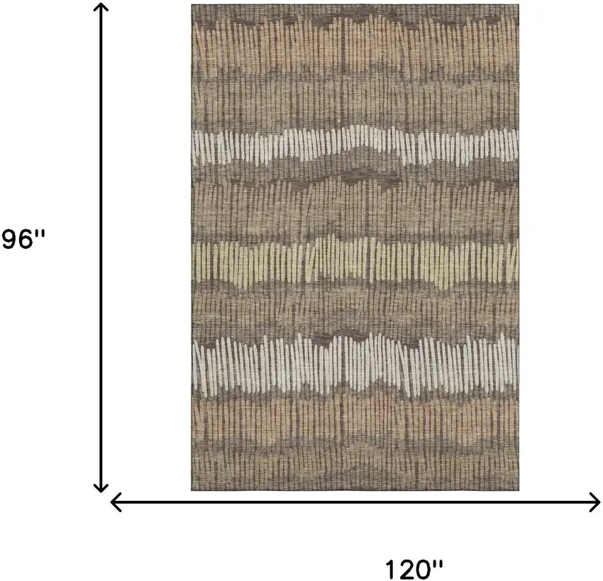 Brown Cream And Ivory Striped Washable Area Rug With UV Protection Photo 6