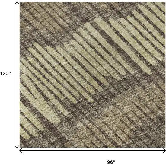 Brown Cream And Ivory Striped Washable Area Rug With UV Protection Photo 9