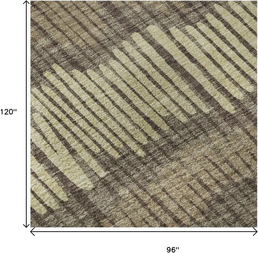 Brown Cream And Ivory Striped Washable Area Rug With UV Protection Photo 9