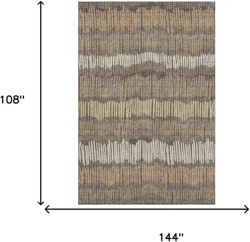 Brown Cream And Ivory Striped Washable Area Rug With UV Protection Photo 7