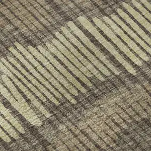 Photo of Brown Cream And Ivory Striped Washable Area Rug With UV Protection