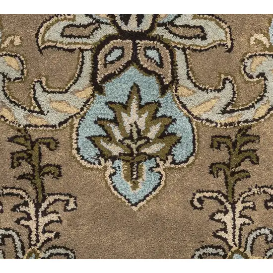 Brown Dark Brown Blue Khaki And Tan Wool Damask Hand Tufted Area Rug Photo 3