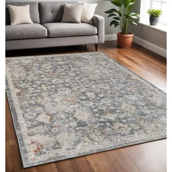 Brown Dark Gray And Ivory Medallion Area Rug Photo 1