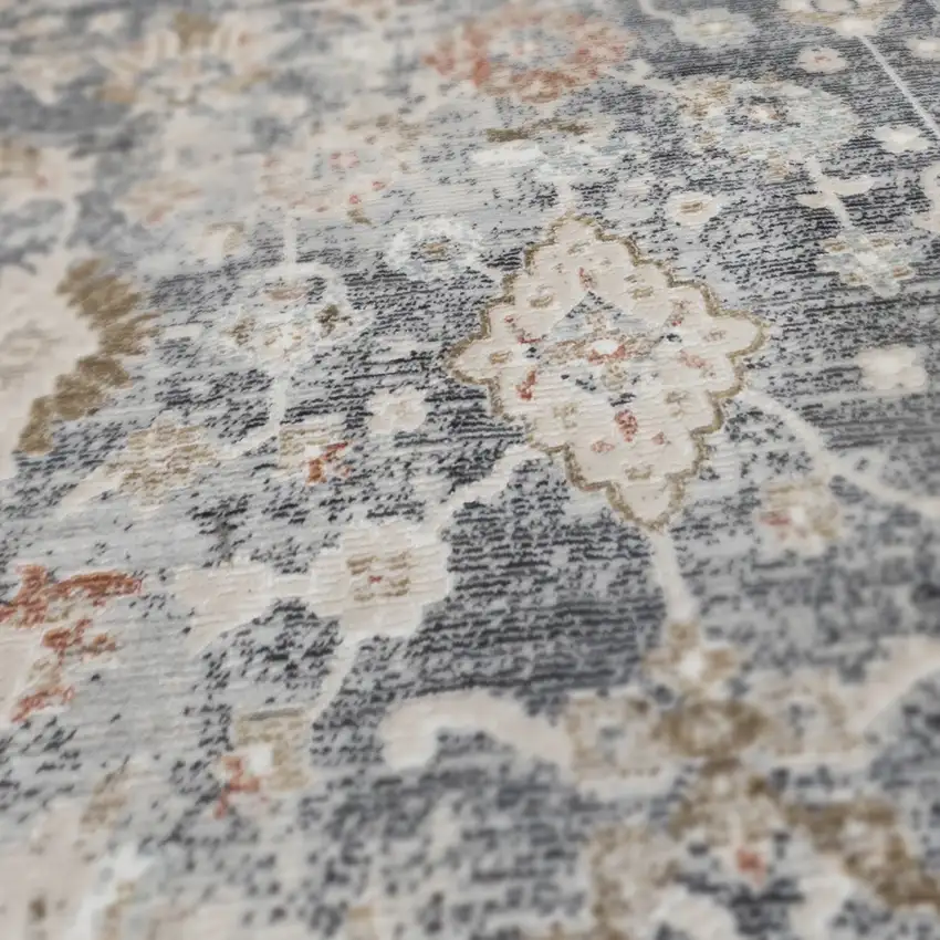 Brown Dark Gray And Ivory Medallion Area Rug Photo 7