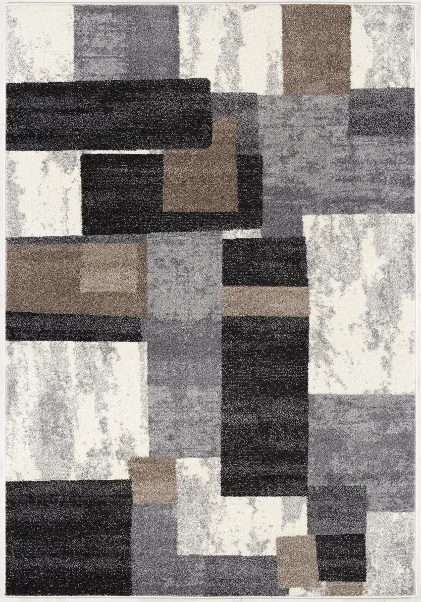 Brown Distressed Geometric Area Rug Photo 2