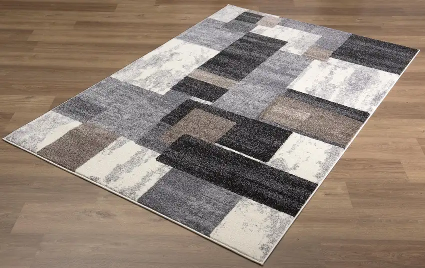 Brown Distressed Geometric Area Rug Photo 6