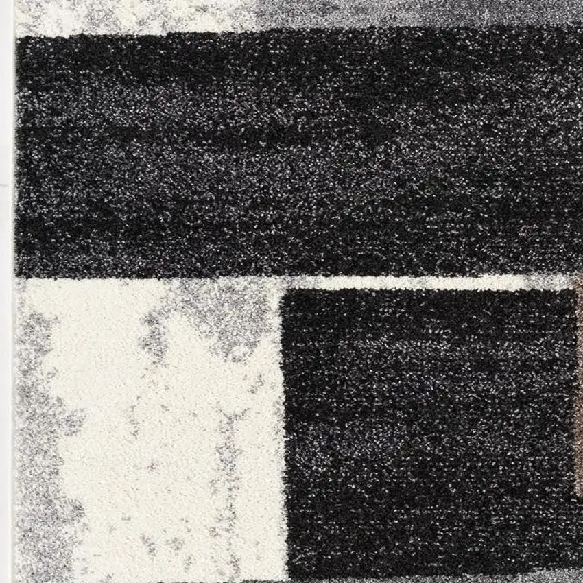 Gray Black and Brown Abstract Geometric Area Rug Photo 4