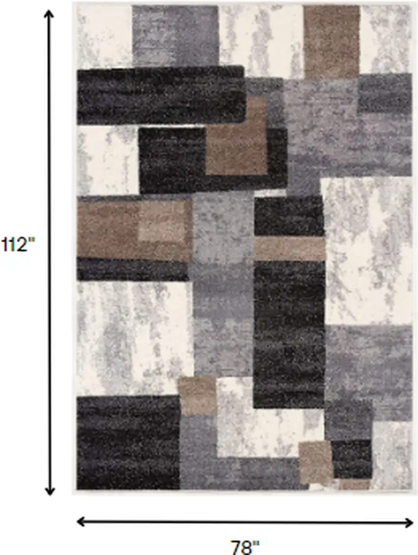 Brown Distressed Geometric Area Rug Photo 1