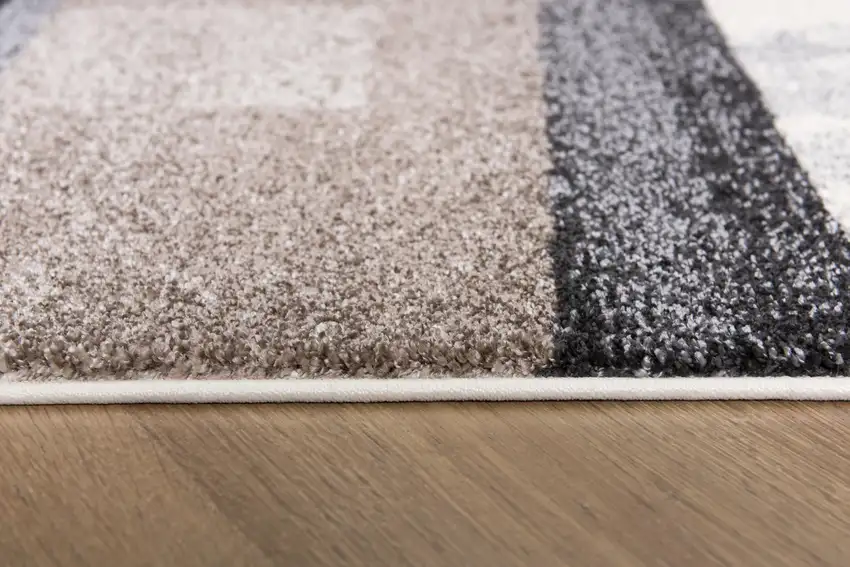 Gray Black and Brown Geometric Shag Power Loom Area Rug Photo 9