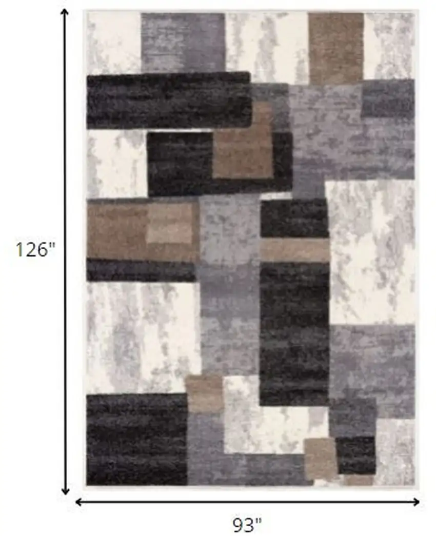 Brown Distressed Geometric Area Rug Photo 1