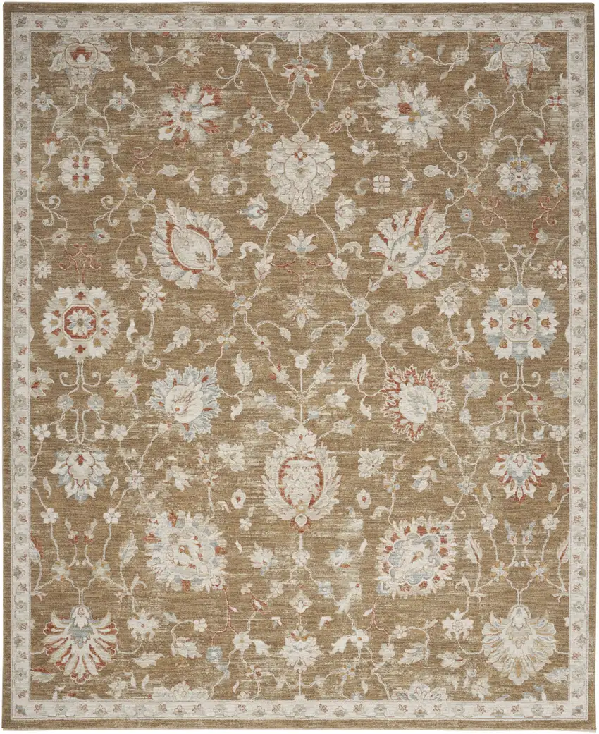 Brown Floral Distressed Area Rug Photo 6