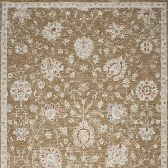 Brown Floral Distressed Area Rug Photo 7