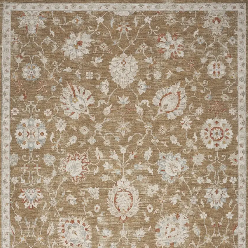 Brown Floral Distressed Area Rug Photo 7