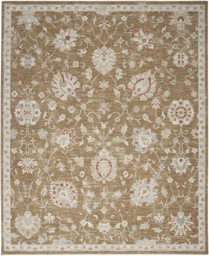 Brown Floral Distressed Area Rug Photo 9