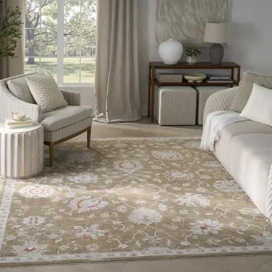 Brown Floral Distressed Area Rug Photo 4