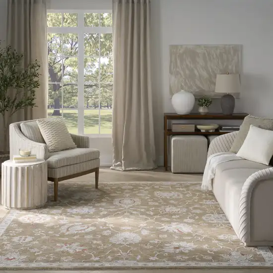 Brown Floral Distressed Area Rug Photo 5
