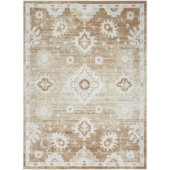 Brown Floral Distressed Area Rug Photo 6