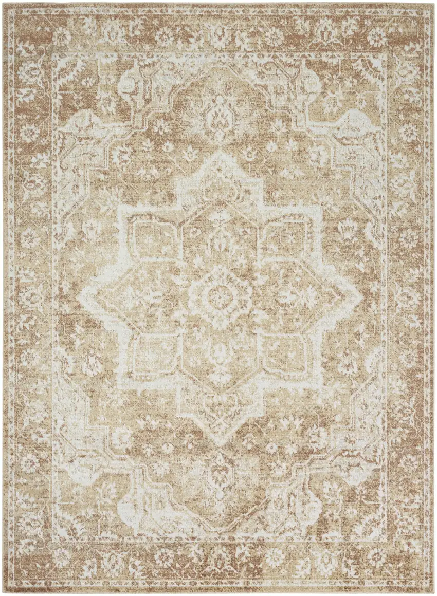Brown Floral Distressed Area Rug Photo 7