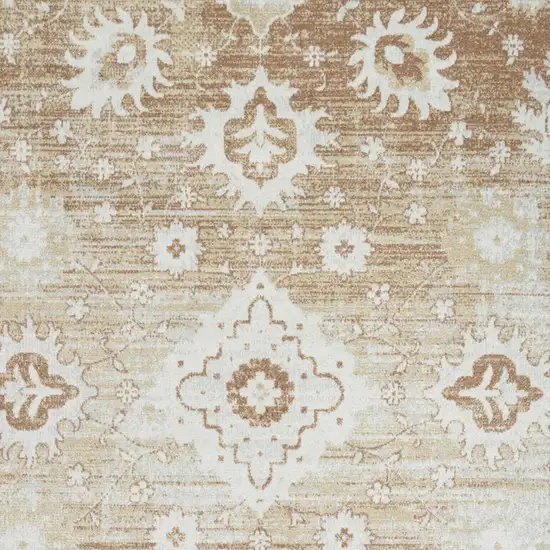 Brown Floral Distressed Area Rug Photo 8