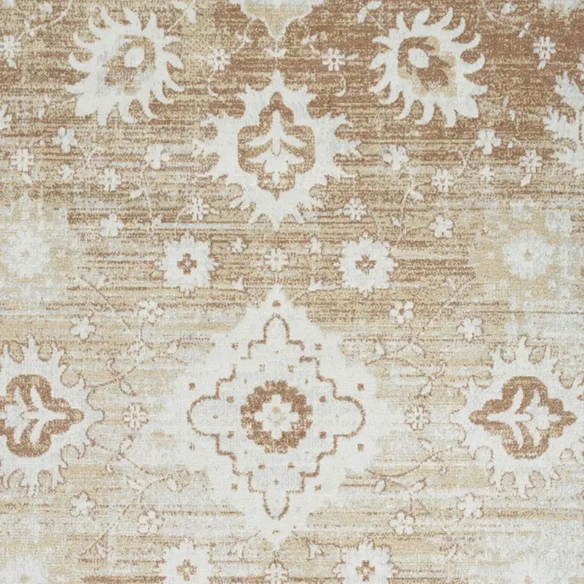 Brown Floral Distressed Area Rug Photo 8